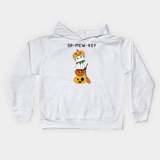 Spooky (Sp-mew-key) Kitten with pumpkins Kids Hoodie